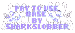 Size: 609x272 | Tagged: safe, artist:mvnchies, oc, oc only, earth pony, pegasus, pony, unicorn, base, earth pony oc, eyes closed, horn, pegasus oc, simple background, transparent background, unicorn oc, watermark, wings