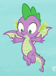 Size: 348x474 | Tagged: safe, screencap, spike, dragon, molt down, claws, cropped, cute, flying, male, sky, smiling, solo, spikabetes, spread toes, winged spike, wings