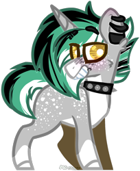 Size: 1170x1435 | Tagged: safe, alternate version, artist:mcwolfity, oc, oc only, pony, unicorn, blushing, choker, colored hooves, ear piercing, earring, freckles, grin, horn, jewelry, piercing, simple background, smiling, solo, spiked choker, transparent background, unicorn oc