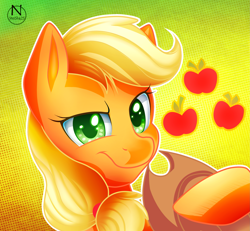 Size: 2541x2350 | Tagged: safe, artist:n-steisha25, applejack, earth pony, pony, bust, cutie mark, female, high res, looking at you, mare, portrait, solo