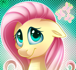 Size: 2541x2350 | Tagged: safe, artist:n-steisha25, fluttershy, pegasus, pony, bust, cute, cutie mark, female, floppy ears, high res, mare, portrait, shyabetes, solo