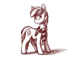 Size: 1251x1005 | Tagged: safe, artist:fynjy-87, oc, oc only, earth pony, clothes, monochrome, scarf, sketch