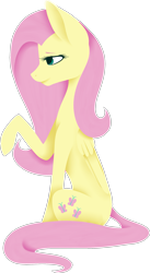 Size: 1317x2397 | Tagged: safe, artist:sychia, fluttershy, pegasus, pony, female, folded wings, mare, outline, profile, raised hoof, simple background, sitting, solo, transparent background, white outline, wings