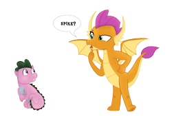 Size: 6903x4663 | Tagged: safe, smolder, spike (g1), g1, g1 to g4, generation leap, request, simple background, transparent background