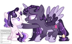 Size: 1362x834 | Tagged: safe, artist:manella-art, twilight sparkle, twilight sparkle (alicorn), oc, oc:sunny moonlight, alicorn, pony, alternate design, female, filly, magical lesbian spawn, offspring, parent:rainbow dash, parent:twilight sparkle, parents:twidash, simple background, transparent background