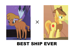 Size: 1683x1048 | Tagged: safe, braeburn, little strongheart, best ship, braeheart, female, male, shipping, straight