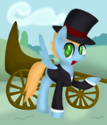 Size: 600x700 | Tagged: safe, artist:idsmehlite, derpibooru import, oc, oc only, oc:harmony star, carriage, hat, solo, top hat