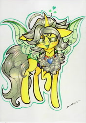 Size: 2460x3486 | Tagged: safe, artist:luxiwind, derpibooru import, oc, oc:acid, changedling, changeling, female, solo, traditional art