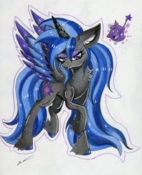 Size: 2459x3029 | Tagged: safe, artist:luxiwind, derpibooru import, oc, oc only, oc:twinkle fear, alicorn, pony, alicorn oc, female, high res, mare, solo, traditional art