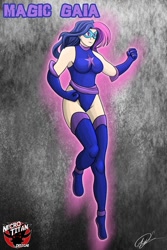 Size: 600x900 | Tagged: safe, artist:necrotitandesigns, derpibooru import, twilight sparkle, human, breasts, headlight sparkle, humanized, magic gaia, superhero