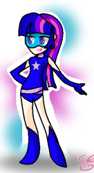 Size: 262x480 | Tagged: safe, artist:kiwi4578, derpibooru import, twilight sparkle, human, humanized, magic gaia, superhero