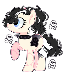 Size: 1024x1177 | Tagged: safe, artist:chococolte, derpibooru import, oc, earth pony, pony, choker, female, goth, mare, simple background, solo, spiked choker, transparent background