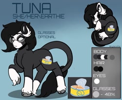 Size: 1280x1045 | Tagged: safe, artist:cyberafter, derpibooru import, oc, oc:tuna, earth pony, pony, female, glasses, refsheet, tuna