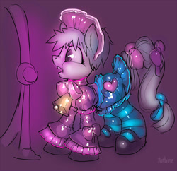 Size: 1000x967 | Tagged: safe, artist:turbinedivinity, derpibooru import, oc, oc only, earth pony, pony, :o, bell, bow, bowtie, clothes, cowbell, crossdressing, dress, earth pony oc, femboy, frilly dress, heart, latex, latex dress, maid, maid headdress, male, mirror, open mouth, shoes, simple background, species swap, stallion, surprised, tail bow, transformation