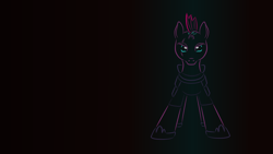 Size: 1366x769 | Tagged: safe, artist:quint-t-w, derpibooru import, tempest shadow, pony, unicorn, armor, broken horn, eye scar, gradient background, horn, looking at you, minimalist, modern art, old art, scar, solo, sparking horn