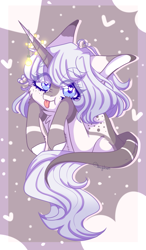 Size: 1195x2050 | Tagged: safe, artist:honeybbear, derpibooru import, oc, oc:hye-jung, pony, unicorn, female, mare, solo, tongue out