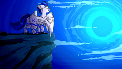 Size: 3000x1687 | Tagged: safe, artist:sherochan, derpibooru import, oc, oc:fifty percent, hybrid, pegasus, pony, zebra, zony, alcohol, cloud, ear fluff, male, moon, moonshine, night, solo, stallion, zony oc