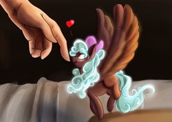 Size: 4299x3036 | Tagged: safe, artist:marrow-pony, derpibooru import, oc, oc only, human, pegasus, pony, bow, female, hair bow, hand, heart, high res, mare, micro, solo, tiny ponies