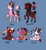 Size: 1300x1400 | Tagged: safe, artist:lavvythejackalope, derpibooru import, oc, oc only, oc:chic, oc:feather step, oc:lotus, oc:spade, oc:tiptoe, pony, unicorn, baby, baby pony, bow, clothes, colored hooves, eyes closed, hair bow, horn, leg warmers, makeup, sitting, unicorn oc, vest