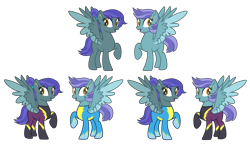 Size: 6893x4006 | Tagged: safe, artist:harmonyharp, derpibooru import, oc, oc only, oc:lightning skies, oc:rainy skies (ice1517), pegasus, pony, blank flank, clothes, costume, ear piercing, earring, female, icey-verse, jewelry, magical gay spawn, mare, offspring, open mouth, parent:open skies, parent:thunderlane, parents:thunderskies, piercing, raised hoof, shadowbolts, shadowbolts costume, siblings, simple background, sisters, transparent background, twins, uniform, wonderbolts, wonderbolts uniform