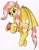 Size: 1625x2058 | Tagged: safe, artist:40kponyguy, derpibooru exclusive, derpibooru import, fluttershy, bat pony, apple, bat ponified, cute, cute little fangs, fangs, female, flutterbat, flying, food, hoof hold, mare, race swap, solo, traditional art