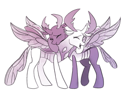 Size: 1710x1344 | Tagged: safe, artist:draw3, derpibooru import, pharynx, thorax, changedling, changeling, /mlp/, 4chan, brotherly love, brothers, changedling brothers, cute, drawthread, duo, hug, king thorax, male, monochrome, pharybetes, prince pharynx, siblings, thorabetes