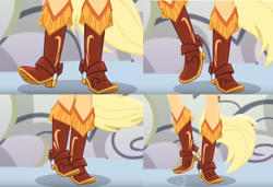 Size: 1262x862 | Tagged: safe, derpibooru import, applejack, dance magic, equestria girls, spoiler:eqg specials, boots, close-up, collage, cowboy boots, dance magic (song), legs, shoes, stomping