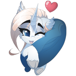 Size: 1111x1111 | Tagged: safe, artist:a-lunar-eclipse, derpibooru import, oc, oc only, oc:lunar eclipse, unicorn, eclipse, heart, love, lunar, pillow, simple background, solo, transparent background, white