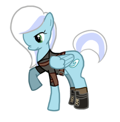 Size: 300x305 | Tagged: safe, artist:priorknight, derpibooru import, oc, oc only, oc:serene breeze, pegasus, pony, fallout equestria, clothes, female, mare, pegasus oc, raised hoof, simple background, solo, transparent background, wings