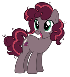 Size: 2100x2300 | Tagged: safe, derpibooru import, oc, oc only, oc:mulberry pie, alternate hairstyle, alternate universe, base used, curly hair, happy, offspring, parent:cheese sandwich, parent:pinkie pie, parents:cheesepie, simple background, transparent background