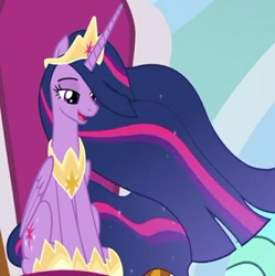 Size: 777x779 | Tagged: safe, derpibooru import, screencap, princess twilight 2.0, twilight sparkle, twilight sparkle (alicorn), alicorn, the last problem, cropped, lidded eyes, sitting, solo