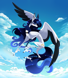 Size: 2729x3135 | Tagged: safe, artist:sugaryicecreammlp, derpibooru import, oc, oc:magic moon, pegasus, pony, cloud, female, flying, mare, solo