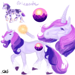 Size: 600x600 | Tagged: safe, artist:sdlhf, derpibooru import, oc, oc only, oc:orizzonte, classical unicorn, pony, unicorn, armor, bio in description, cloven hooves, female, hoers, leonine tail, mare, offspring, parent:princess cadance, parent:shining armor, parents:shiningcadance, realistic, reference sheet, simple background, solo, unshorn fetlocks, white background