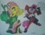 Size: 1013x789 | Tagged: safe, artist:thatguywiththetshirt, derpibooru import, fluttershy, pinkie pie, earth pony, pony, clothes, clown, comics, confetti, cosplay, costume, female, flutterpie, harley quinn, lesbian, mallet, pinkie quinn, piranha plant, poison ivy, poison ivyshy, shipping, traditional art, tree