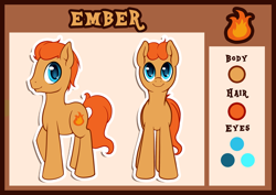 Size: 1024x724 | Tagged: safe, artist:pingwinowa, derpibooru import, oc, oc:ember, earth pony, pony, male, photo, reference sheet, solo, stallion