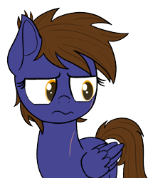 Size: 584x680 | Tagged: safe, artist:memeancholy, derpibooru import, oc, oc only, oc:dauntless, pegasus, pony, annoyed, annoyed look, colored, concerned, concerned pony, female, flat colors, mare, scar, simple background, transparent background