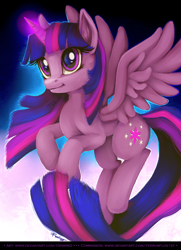 Size: 1200x1657 | Tagged: safe, artist:fenrirez, derpibooru import, twilight sparkle, twilight sparkle (alicorn), alicorn, pony, cute, female, glowing horn, horn, mare, solo, spread wings, twiabetes, wings