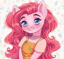 Size: 1600x1457 | Tagged: safe, artist:bossmeow, derpibooru import, pinkie pie, anthro, earth pony, bust, clothes, female, mare, solo