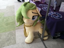 Size: 2048x1536 | Tagged: safe, artist:cafejsjaj, artist:one-violet-rose, derpibooru import, oc, oc:nettle vienna, hearth's warming con, irl, necktie, photo, plushie, solo