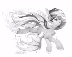 Size: 3978x3120 | Tagged: safe, artist:share dast, derpibooru import, oc, oc only, oc:midnight mist, bat pony, pony, bat pony oc, grayscale, monochrome, solo