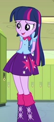 Size: 348x784 | Tagged: safe, derpibooru import, screencap, twilight sparkle, twilight sparkle (alicorn), alicorn, equestria girls, equestria girls (movie), backpack, clothes, cropped, cute, female, leg warmers, pleated skirt, skirt, solo