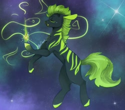 Size: 1280x1133 | Tagged: safe, artist:akiiichaos, derpibooru import, oc, zebra, magic, male, solo, space