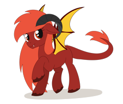 Size: 2439x2065 | Tagged: safe, artist:dyonys, derpibooru import, oc, oc only, oc:dae, demon, female, horns, palindrome get, simple background, solo, transparent background