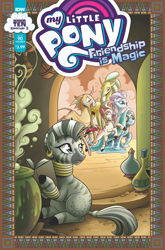 Size: 1186x1800 | Tagged: safe, artist:brendahickey, derpibooru import, idw, cactus rose, crystal (character), dust devil (idw), medley brook, zecora, abada, kelpie, zebra, spoiler:comic, spoiler:comic90, spoiler:comicseason10, cover, female, male, marnie, official, season 10