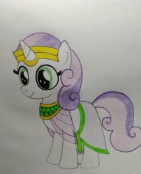 Size: 3120x3861 | Tagged: safe, artist:bsw421, derpibooru import, sweetie belle, unicorn, egyptian, female, mare, solo, traditional art