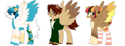 Size: 7353x2700 | Tagged: safe, artist:gigason, derpibooru import, oc, oc only, pegasus, pony, absurd resolution, clothes, colored wings, female, male, mare, multicolored wings, simple background, socks, stallion, striped socks, transparent background, two toned wings, wings