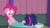 Size: 1920x1080 | Tagged: safe, derpibooru import, screencap, pinkie pie, twilight sparkle, twilight sparkle (alicorn), alicorn, earth pony, pony, a trivial pursuit, bell, facedesk, floppy ears, hungry, messy mane, stomach growl