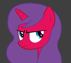 Size: 1780x1584 | Tagged: safe, artist:hazy_reply, derpibooru import, oc, oc only, oc:hazy reply, pony, unicorn, angry, bust, female, gray background, mare, portrait, simple background, solo, vector