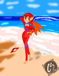 Size: 1024x1326 | Tagged: safe, artist:johnathon-matthews, derpibooru import, oc, oc:khunis jirall, human, equestria girls, beach, deviantart watermark, elf ears, genie, island, male, obtrusive watermark, ocean, scuba gear, solo, spy crab, watermark, wet hair, wetsuit