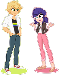 Size: 3138x4000 | Tagged: safe, artist:orin331, derpibooru import, equestria girls, adrien agreste, blonde, crossover, equestria girls-ified, female, male, marinette dupain-cheng, miraculous ladybug, simple background, transparent background, vector